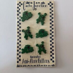 Cache Junction Semi-Stone - 6 Frog Buttons for Sewing n-704 VTG 90s Frog Buttons